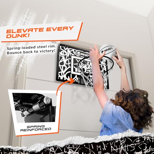 Over the Door Mini Basketball Hoop - White with 2 Mini Balls