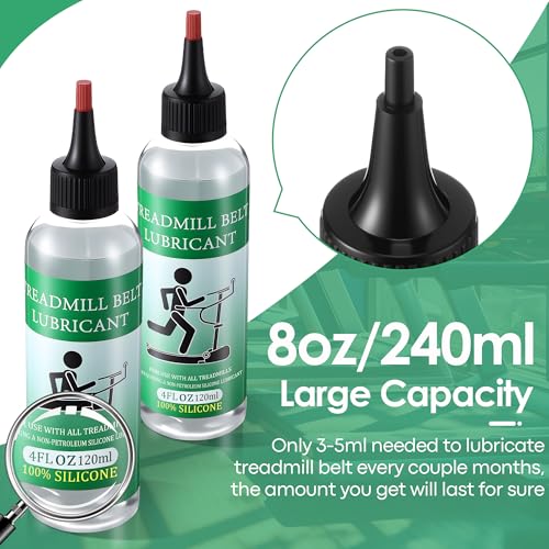 Treadmill Lubricant - 100% Silicone Oil, 8oz with Application Tubes