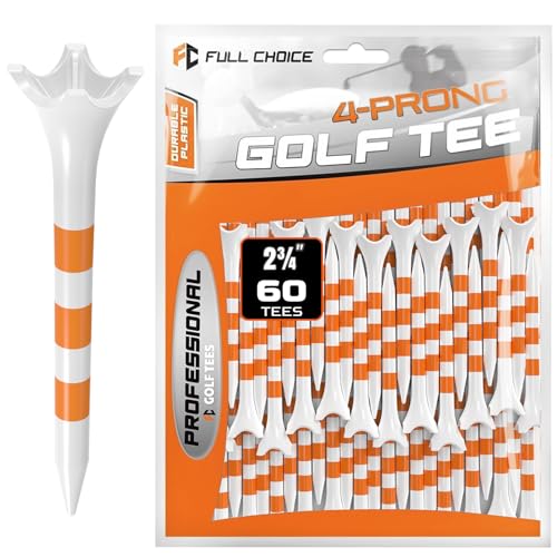 Plastic Golf Tees - 60 Pack, 2-3/4" Orange, Enhanced Durability
