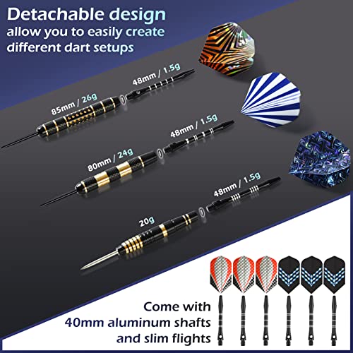 Professional Steel Tip Darts Set with Accessories - 12 Pack