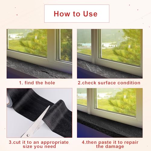 Wood Grain Repair Tape, 2.2 Inch x 15ft Wood Colored Trim Tape Self-Adhesive Simulated Wood Patch Tape for Tables, Doors, Windows, Floors (Black)