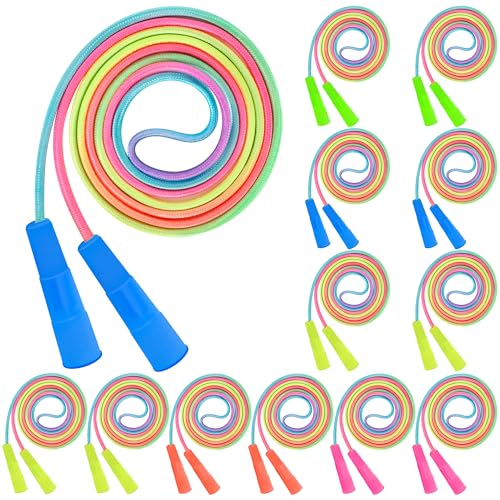 12 Pack Kids Jump Ropes - 7.55FT Nylon Skipping Rope for School & Play, Colorful Gradient Set by ZATAYE