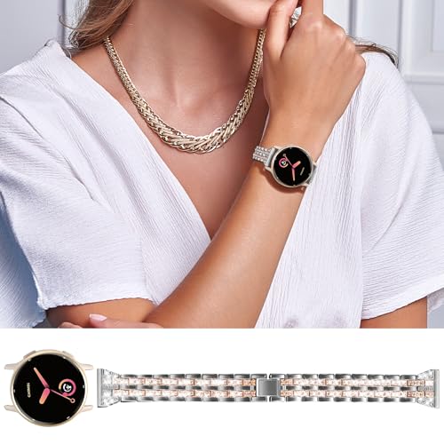 18mm Rhinestone Bling Metal Watch Band for Garmin - Rose Gold