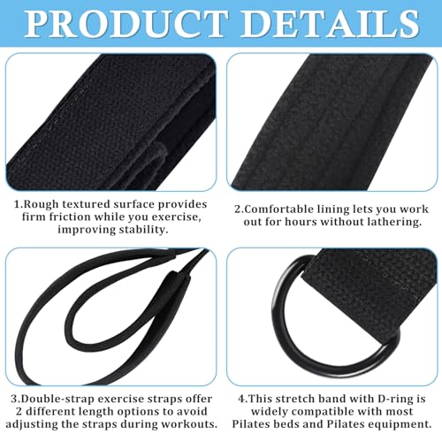 Pilates Double Loop Straps - 2PCS D-Ring Exercise Straps - Black