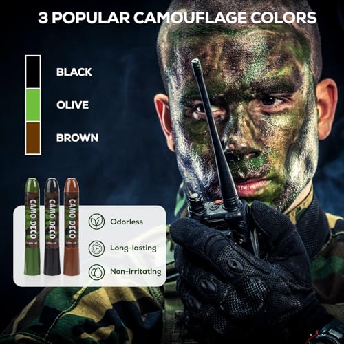 Camo Face Paint Stick - Green, Black & Brown for Outdoor Sports