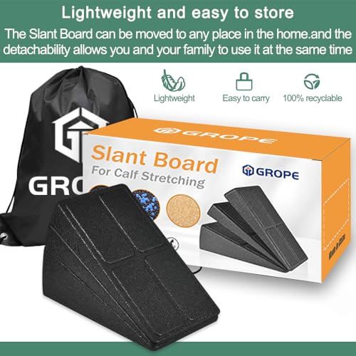 Calf Stretch Slant Board Set - 3 Pieces with Carry Bag, Black