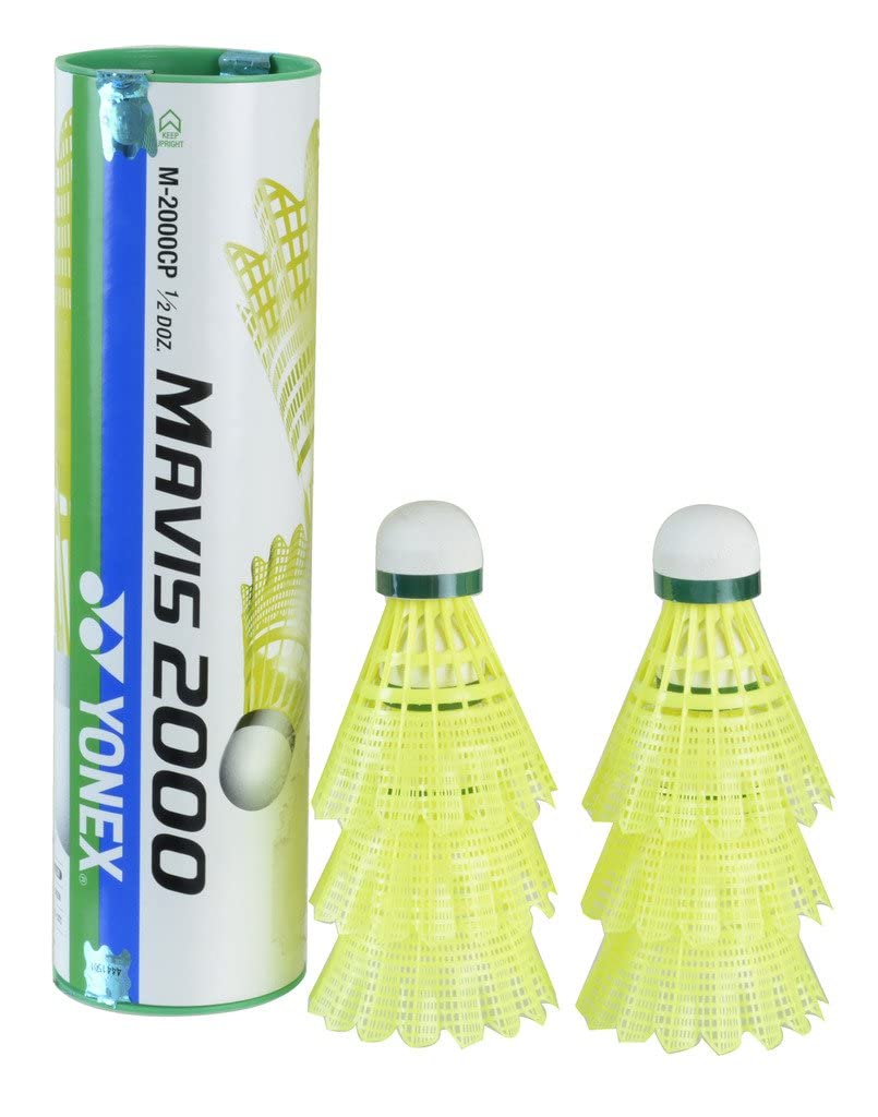 YONEX Mavis 2000 Green Cap Nylon Shuttlecock, Pack of 6 (Yellow)