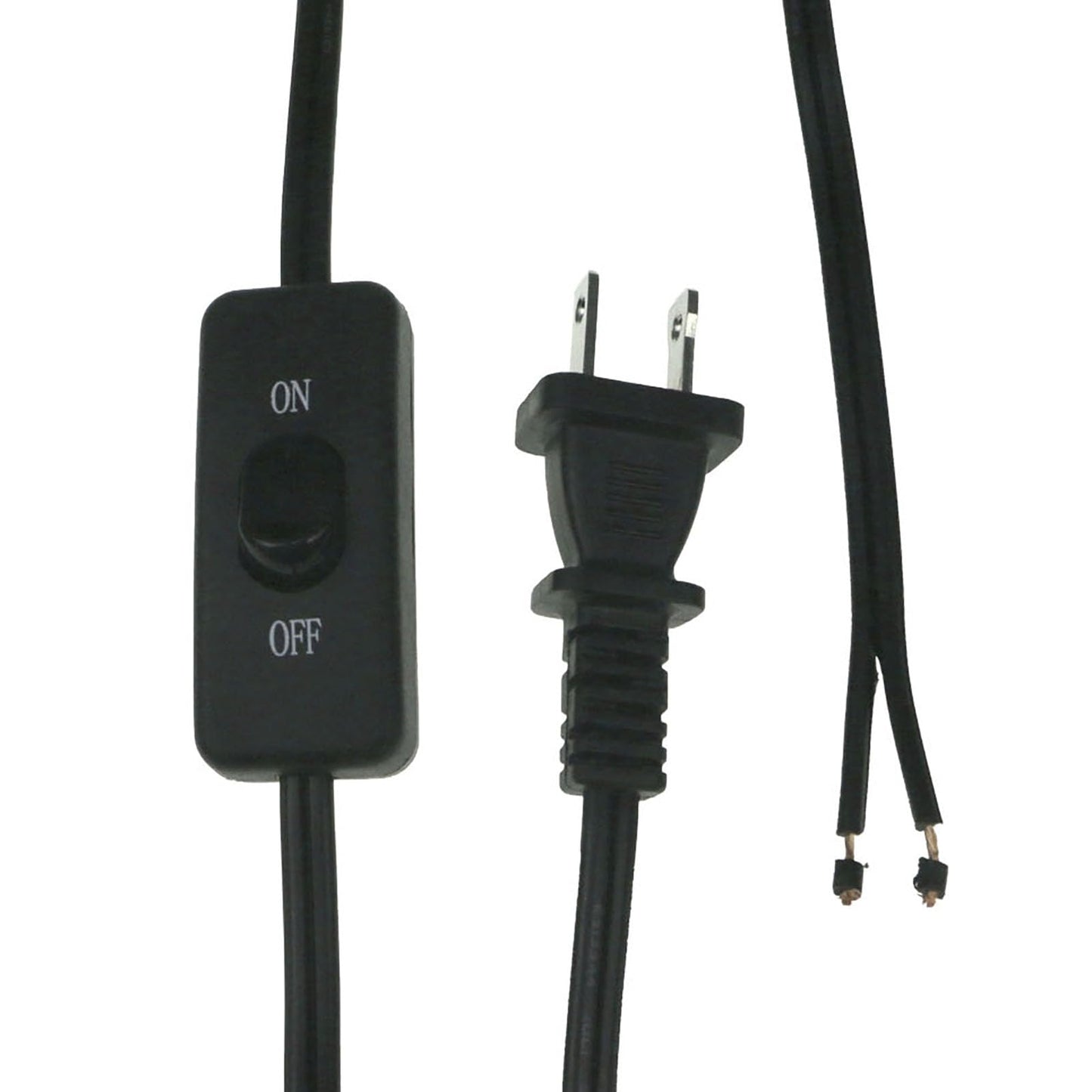 10 Feet Lamp Cord with Switch On Off, 18AWG 2 Prong Power Cord with 3A Switch,Pure Copper Wiring Tail Stripped (10FT1pcs)