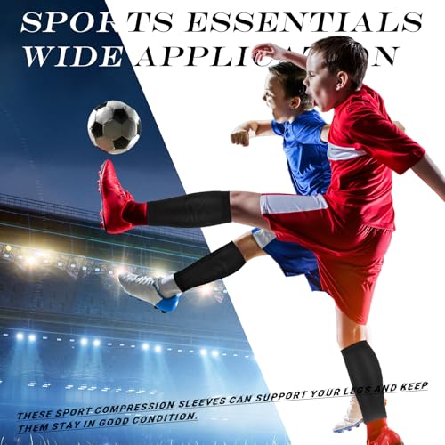 Tarpop 4 Pairs Youth Soccer Leg Sleeves Black Compression Support