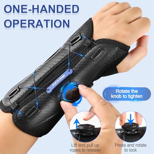NEENCA Carpal Tunnel Wrist Brace for Night Support,Knob Adjustable Hand Brace for Tendonitis,Arthritis Pain，Sprain,Wrist Splint Support with Sleeves for Women&Men. (Right Hand, Large)