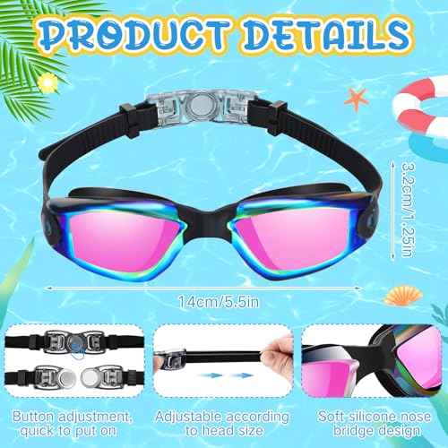 Flutesan 3 Pack Adult & Kid Swimming Goggles - Classic Color, 6.3 x 1.8 Inches