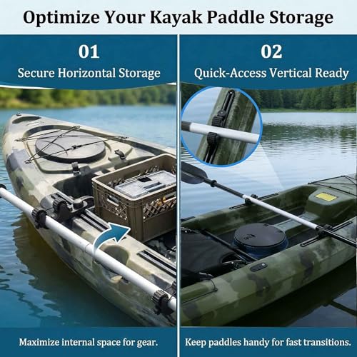 Kayak Paddle Holder Track Mount - 360° Swivel, Saltwater-Resistant
