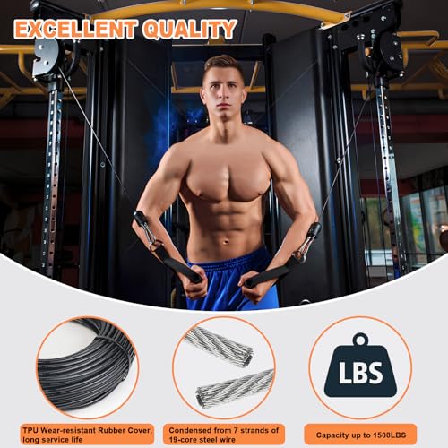 SERTT 98.4 ft TPU-Coated 5mm Steel Cable for Pulley Weight Lifting Machine – Replacement Gym Cable