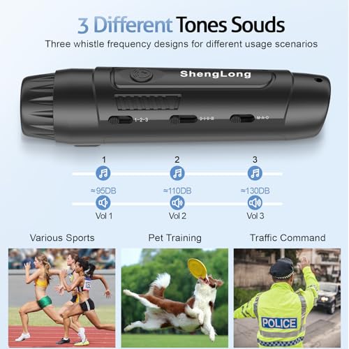 Electronic Whistle with 3 Tones & 3 Volume Settings - Black
