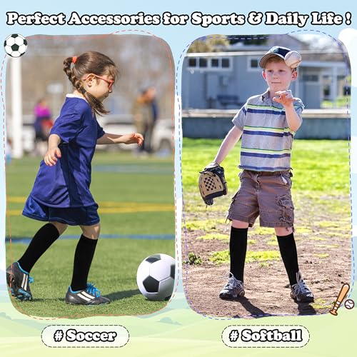 Knee High Toddler Soccer Socks - 2 Pack Black for Ages 3-6