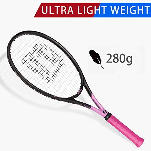 LUNNADE 2-Pack 27 Inch Tennis Rackets – Purple & Pink, Pre-Strung, Lightweight for Beginners to Intermediate
