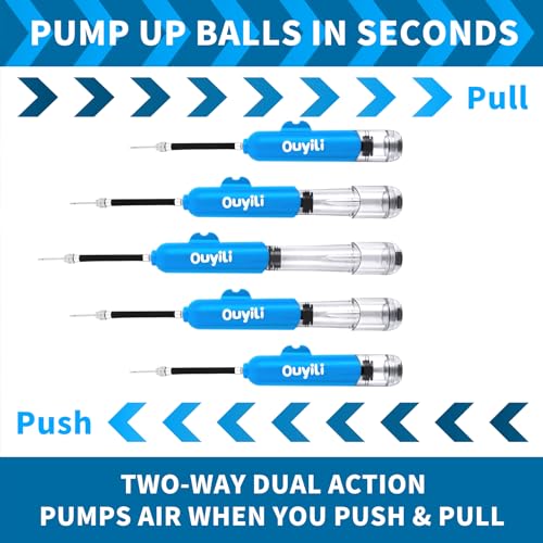 Portable Sports Ball Pump Kit - Dual Action Inflator with Needles