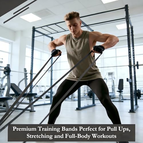Xxchengyy Black Resistance Bands Set 16pcs, 25-65 lbs for Fitness & Rehab