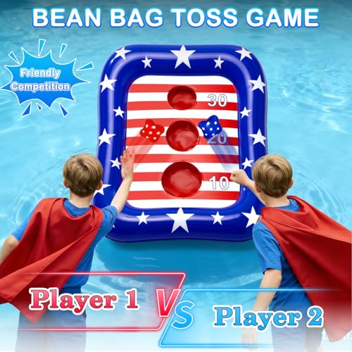 Inflatable Pool Cornhole Game - American Flag Design