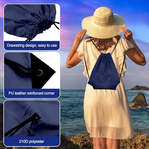 KUUQA Navy Blue Drawstring Backpack Bags 12 Pack, Gym & Travel Bags