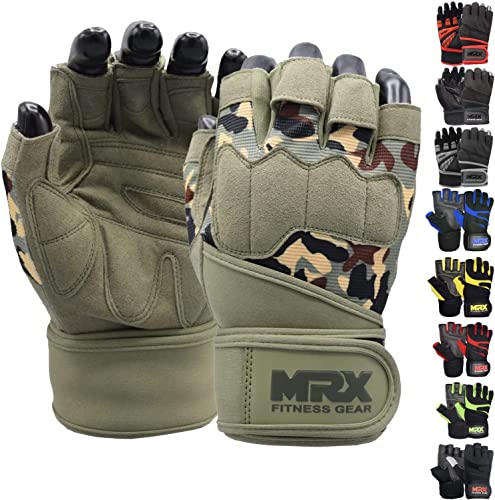 MRX Olive Green Large Weightlifting Gloves Men Wrist Support Gym Gloves