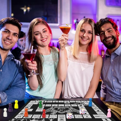 Bride Or Die Bachelorette Drinking Game Set - Interactive Party Board Game with Dice & Rubber Mat
