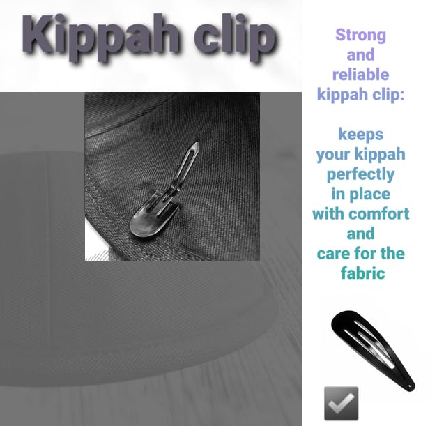 Black Kippah with Clip - Jewish Head Covering for Ceremonies