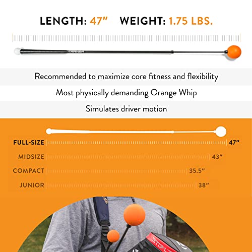 Golf Swing Trainer Aid - Full-Size 47" Orange Whip for Rhythm & Balance