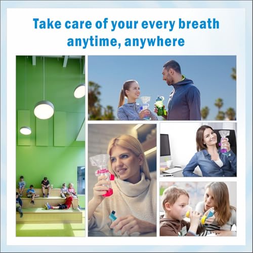 Pink Kids & Adults Inhaler Spacer with Soft Fit Mask Portable Lightweight