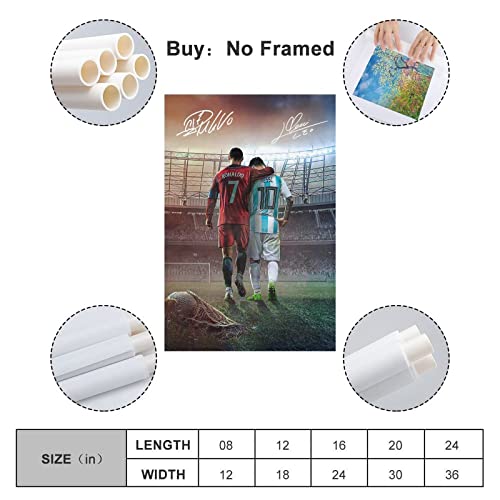Messi Ronaldo Wall Art Canvas Print - 16x24 Inch