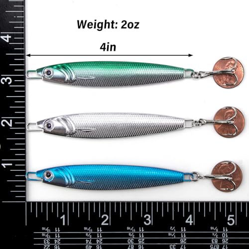 Dr.Fish 2oz Mixed Colors Jigging Spoon Lure for Saltwater Surf Casting – Mackerel Striper Bluefish