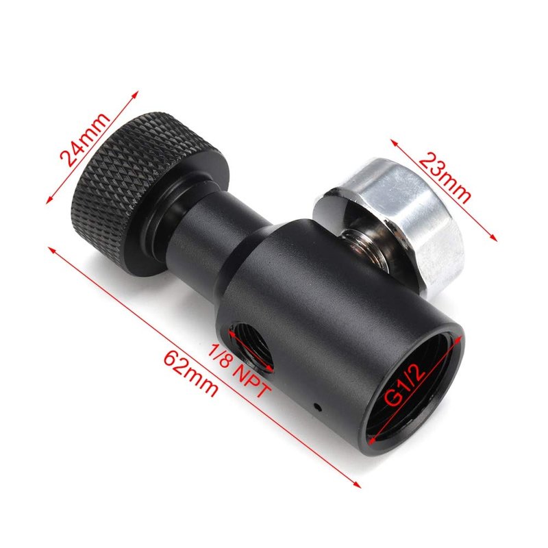 CO2 Adapter Fill Station Remote On/Off ASA w/ 3000PSI Mini Gauge