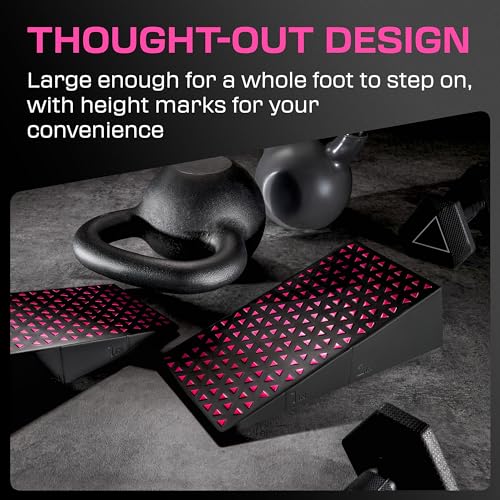 Squat Wedge Block Pair - 17° Heel Elevation, Pink Power