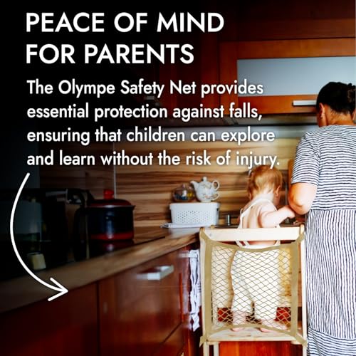 Toddlers Tower Safety Net - Safety Guard for Toddlers Tower - Kitchen Step Tool Toddlers/Kid (Beige) (Beige, 17" W x 17" H)