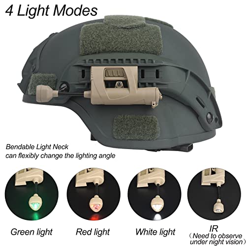 NOBUHIRO Tactical Helmet Light Military, Green/Red/White/IR Illumination Tool With 2 Helmet Lamp Mounts, Bendable Survival Signal Lights for Outdoor Sports Hunting Fishing