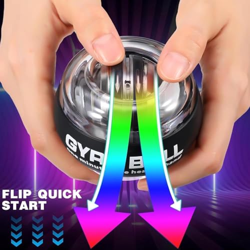 Torque Ball Hand Exerciser - Self-Starting Wrist Gyro Ball with LED - Black