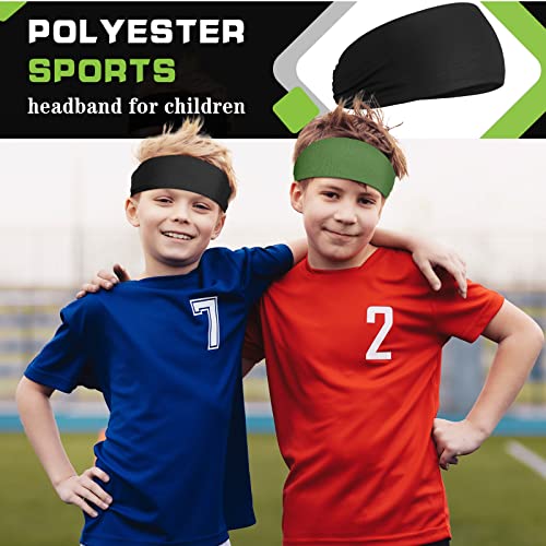 Breathable Kids Sweatbands - 6 Pcs Solid Color Headbands for Sports