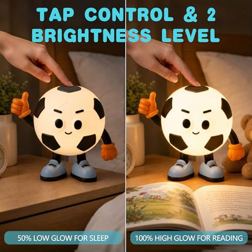 Lucky #7 Soccer Night Light - Dimmable Silicone Lamp for Kids