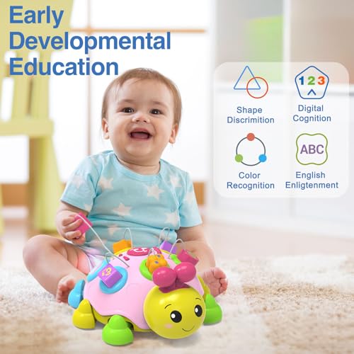 Pink Baby Musical Ladybug Crawling Toy for Infants 6-18 Months – Educational & Interactive Baby Gift