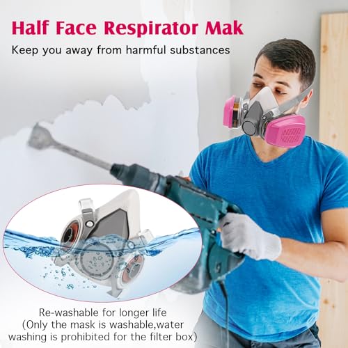 Active Carbon Gases Chemical Respirator - for Vapor,Paint,Dust,Formaldehyde,Sanding,Polishing,Spraying,Machine Polish (Pink)