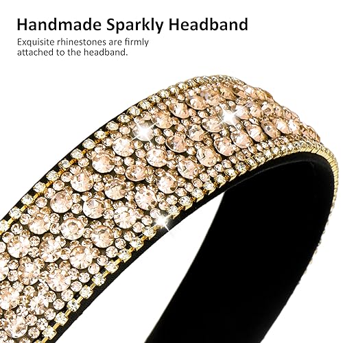Wecoe 4-Pack Rhinestone Headbands for Women – Silver, Coffee, Black & Mixed Color