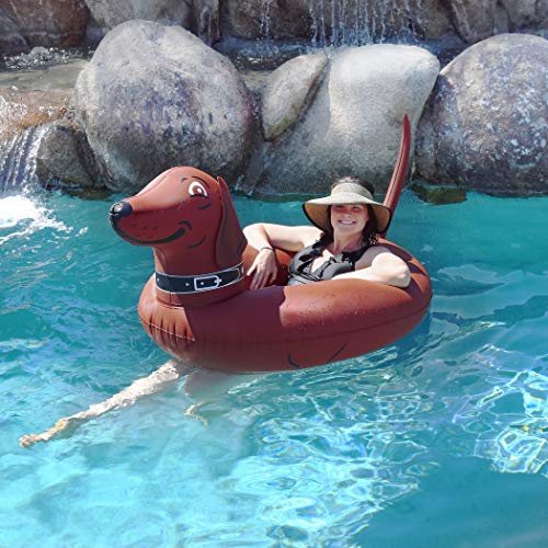 Inflatable Wiener Dog Party Tube Float - 4ft Summer Pool Raft for Adults & Kids