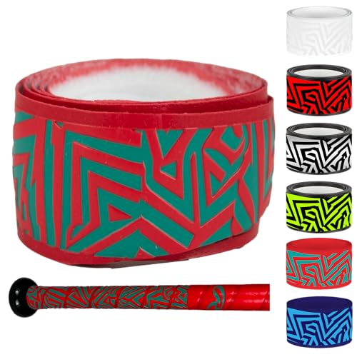 Rawlings 1.80mm Bat Grip for Baseball & Softball - Teal & Red, Standard Thickness