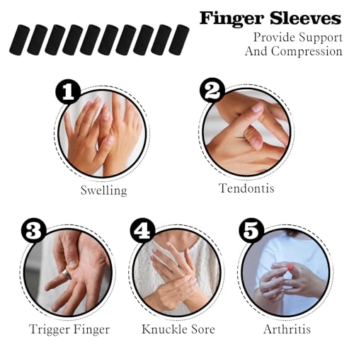 Finger Sleeve Protectors - 10 Pcs Compression Support for Pain Relief