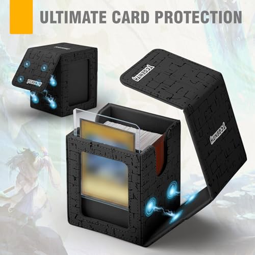 MTG Commander Deck Box with Display Window - 100+ Double-Sleeved Card Capacity, PU Leather, Magnetic Closure