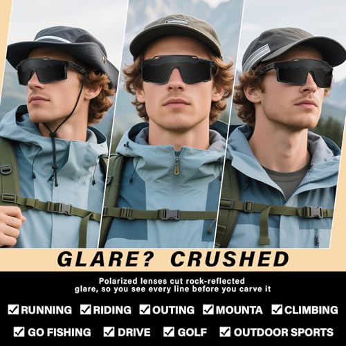 Polarized Sport Sunglasses for Men - UV Protection Cycling & Fishing