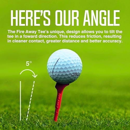Fire Away 4-Prong Unbreakable Nylon Golf Tees - Red, Pack of 12, 3-1/4 Inch