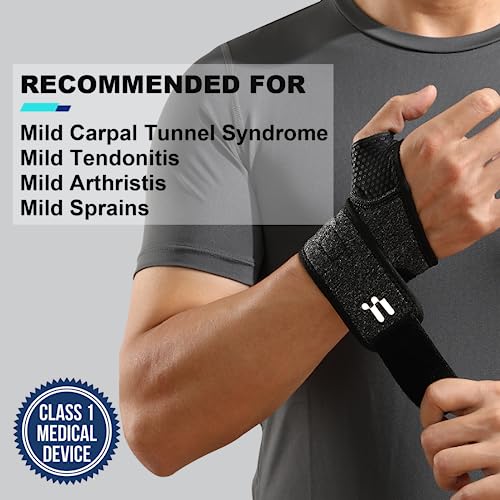 Fitomo Black Right Carpal Tunnel Wrist Brace with Soft Thumb Opening - Support & Pain Relief