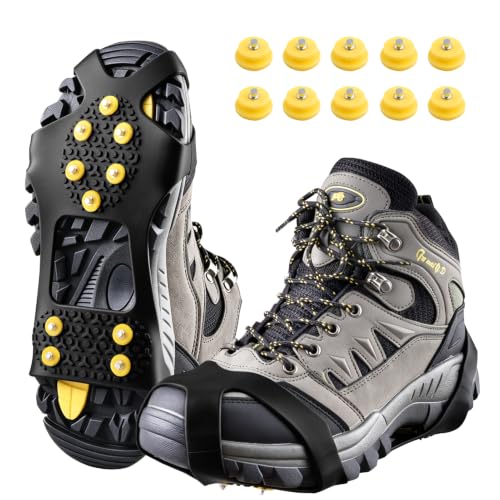 Ice Cleat Spikes Crampons with 10 Steel Studs - Size M