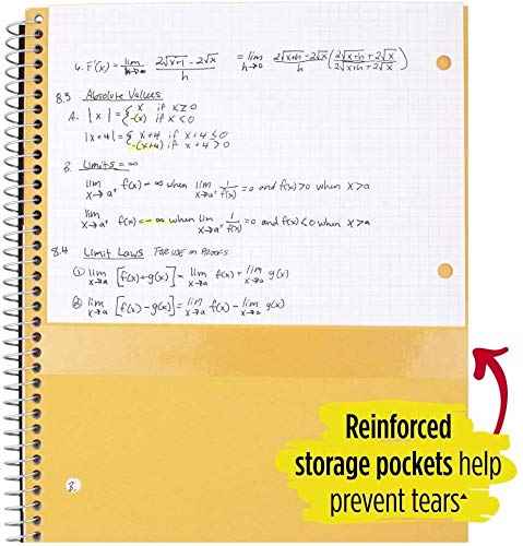 Five Star Spiral Notebook, 1 Subject, Graph Ruled Paper, 100 Sheets, 11" x 8-1/2", Color Will Vary, 4 Pack (06190)